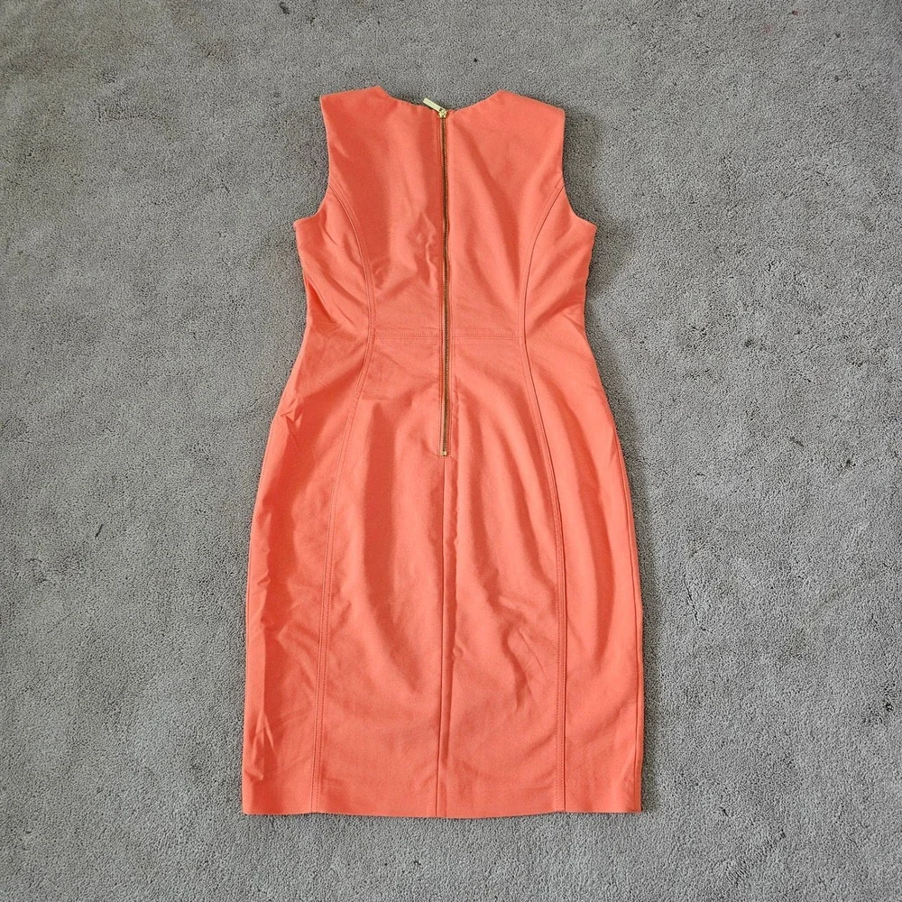 Calvin Klein Sheath Dress Womens 8 Orange Sleeveless Workwear Classic